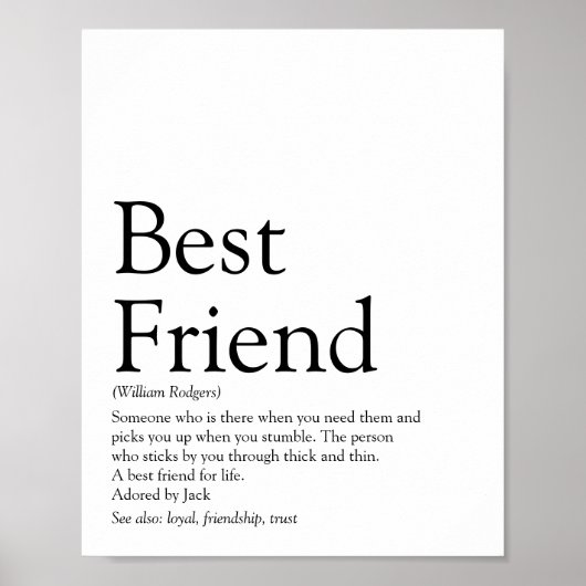Ihr bester Freund Definition Typografie Modern Fun Poster (Vorne)
