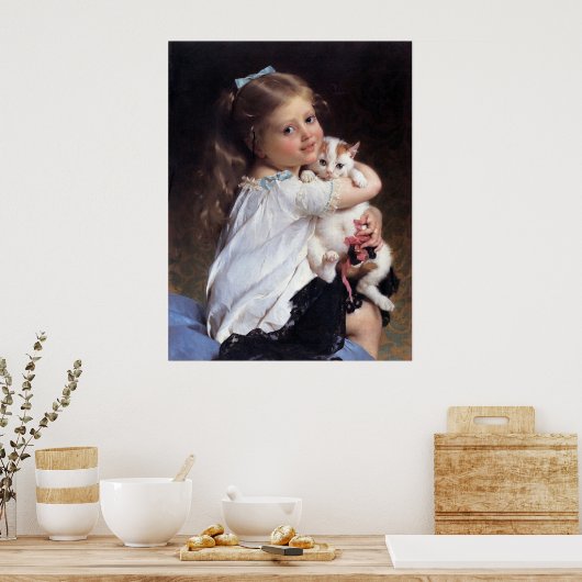 Ihr bester Freund | Kleines Mädchen mit Kätzchen Poster (Küche)