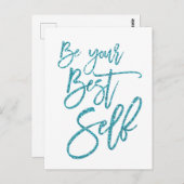 Ihr bestes selbst Motivierend Zitat Blau Funkelnd Postkarte (Vorne/Hinten)
