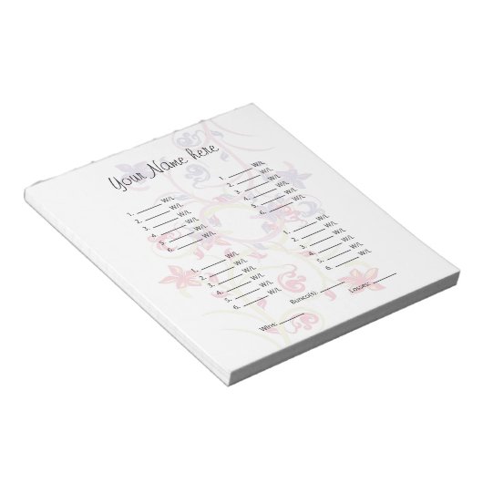 Ihr Bild hier Bunco Sheet/Karte Notizblock (angewinkelt)