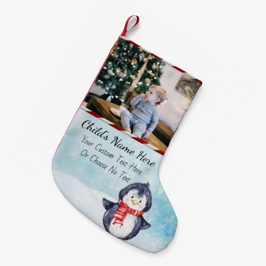 Ihr Bild/Text Streifen Aquarellfarben Weihnachtspe Kleiner Weihnachtsstrumpf (Vorderansicht (hängend))