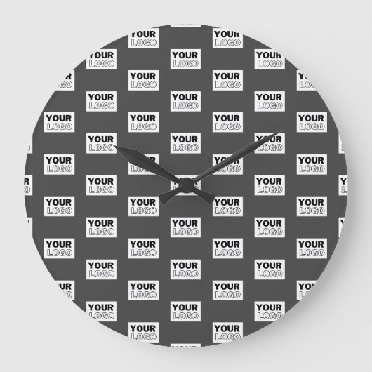 Ihr Bilddesign oder Firmenlogo gekachelt | Grau Große Wanduhr (Vorderseite)