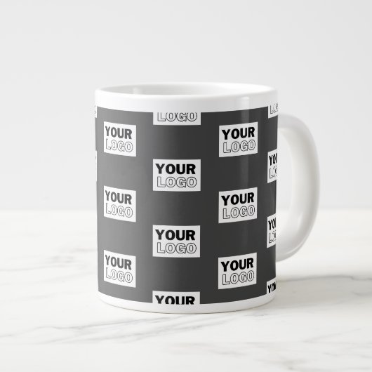 Ihr Bilddesign oder Firmenlogo gekachelt | Grau Jumbo-Tasse (Vorderseite Rechts)