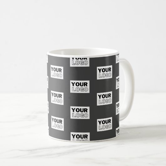 Ihr Bilddesign oder Firmenlogo gekachelt | Grau Kaffeetasse (VorderseiteRechts)