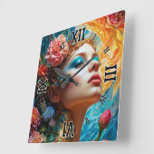 Ihr Blumenzauber AI Concept Art von Xzendor7 Quadratische Wanduhr (Winkel)