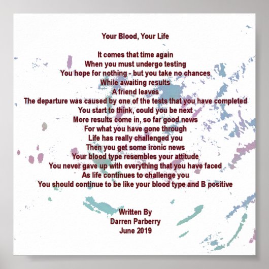 Ihr Blut, Ihr Leben 15cm x 15cm Werbeträger Poster (Vorne)