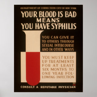 Ihr Blut ist schlecht, wenn Sie Syphilis Vintag ha Poster