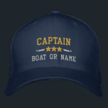 Ihr Boot Name Captain Nautical Stars Gold Silver Bestickte Baseballkappe<br><div class="desc">Ein personalisierter bestickter Hut mit Ihrem Captain-Rang oder einem anderen Titel,  Ihrem Namen oder Schiffsnamen und Sternen. Verschiedene Kappe- und Gewindelfarben zur Auswahl. Macht ein großartiges Geschenk für Väter Tag,  Mütter Tag oder jede Gelegenheit.</div>