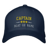 Ihr Boot Name Captain Nautical Stars Gold Silver Bestickte Baseballkappe (Vorderseite)