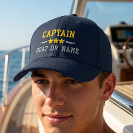 Ihr Boot Name Captain Nautical Stars Gold Silver Bestickte Baseballkappe