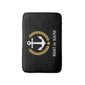 Ihr Boot Name Nautical Anchor Gold Laurel Black Badematte (Vorderseite Vertikal)