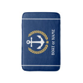 Ihr Boot Name Nautical Anchor Gold Laurel Navy Badematte (Vorderseite Vertikal)