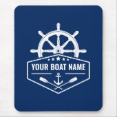 Ihr Boot Name Nautical Anchor Oars Helm Navy Mousepad (Vorne)