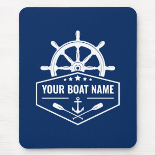 Ihr Boot Name Nautical Anchor Oars Helm Navy Mousepad