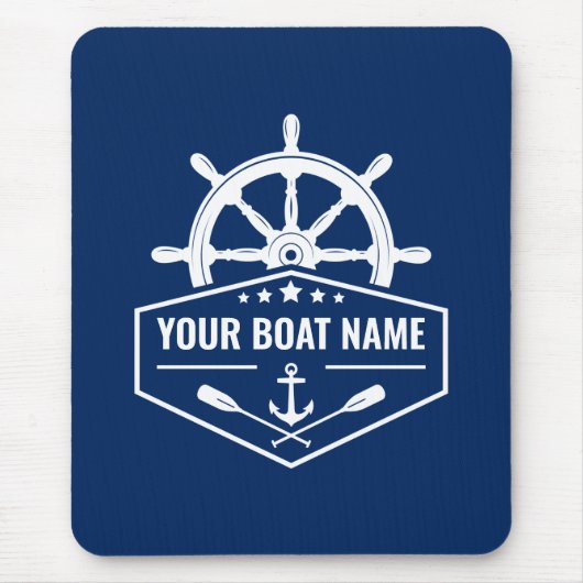 Ihr Boot Name Nautical Anchor Oars Helm Navy Mousepad (Vorne)