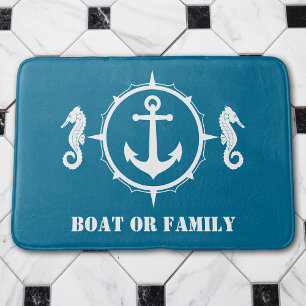 Ihr Boot oder Familienname Seepferd Anchor Aqua Bl Badematte