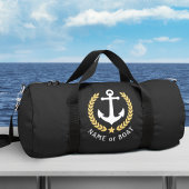 Ihr Boot oder Name Anchor Gold Laurel Star Black Duffle Bag