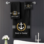 Ihr Boot oder Name Anchor Gold Laurel Streifen sch Badhandtuch Set