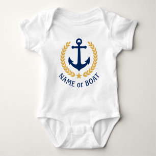 Ihr Boot oder Name Anchor Gold Laurel Verlasse Sta Baby Strampler
