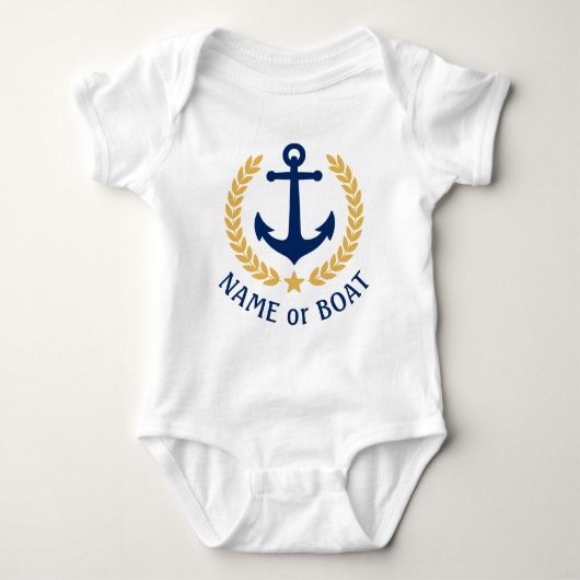 Ihr Boot oder Name Anchor Gold Laurel Verlasse Sta Baby Strampler (Vorderseite)