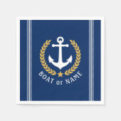 Ihr Boot oder Name Anchor Gold Style Laurel Blau Serviette (Vorderseite)