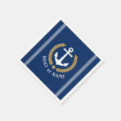Ihr Boot oder Name Anchor Gold Style Laurel Blau Serviette (Ecke)