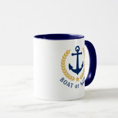 Ihr Boot oder Name Anchor Gold Style Laurel Blau Tasse (VorderseiteRechts)