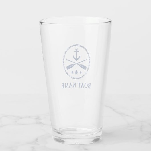 Ihr Boot oder Name Anchor & Oars Navy Blue Glas (Rückseite)