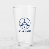 Ihr Boot oder Name Anchor & Oars Navy Blue Glas (Vorderseite)