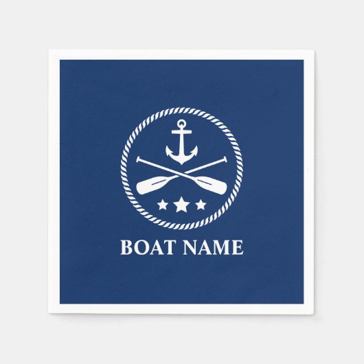 Ihr Boot oder Name Anchor Oars & Stars Navy Blue Serviette (Vorderseite)