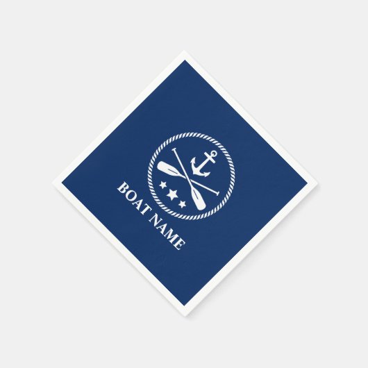 Ihr Boot oder Name Anchor Oars & Stars Navy Blue Serviette (Ecke)