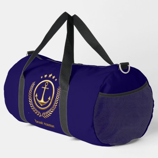 Ihr Boot oder Name Anker Navy Duffle Bag (Rechte Ecke)