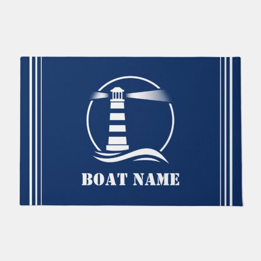 Ihr Boot oder Name Classic Nautical Lighthouse Fußmatte (Vorderseite)