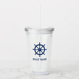 Ihr Boot oder Name mit Schiff Wheels Helm Sippy Acryltrinkbecher