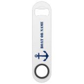 Ihr Boot oder Name Nautical Anchor Navy Blue White Speed Flaschenöffner (Vorderseite)