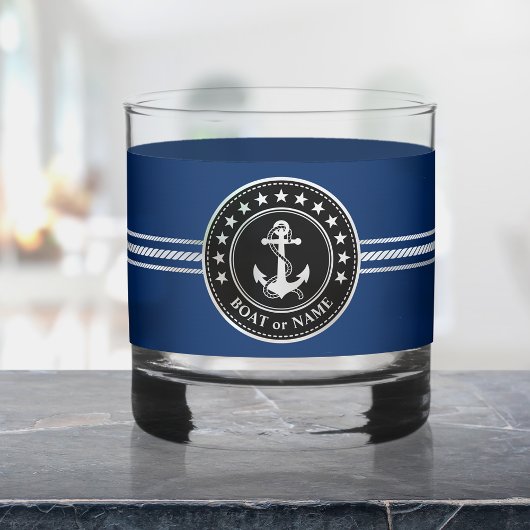 Ihr Boot oder Name Nautical Anchor Rope Stars Whiskyglas