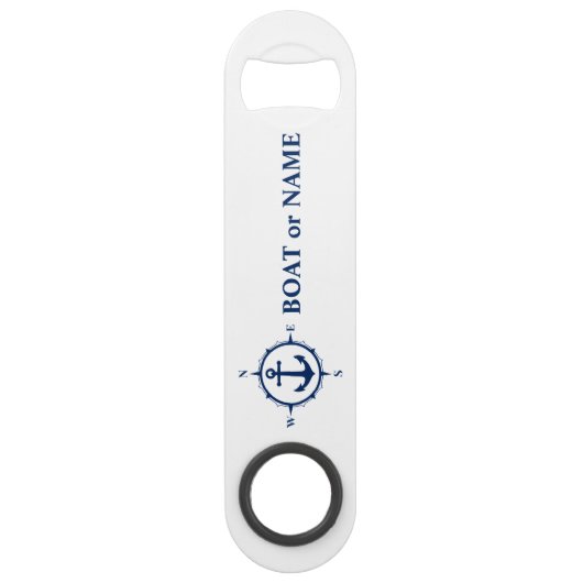 Ihr Boot oder Name Nautical Compass Anker Weiß Speed Flaschenöffner (Vorderseite)