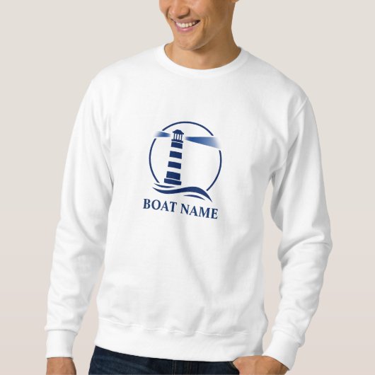 Ihr Boot oder Name & Navy Blue Nautical Lighthouse Sweatshirt (Vorderseite)