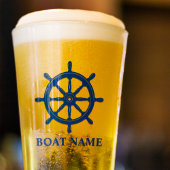 Ihr Boot oder Name Schiff Wheel Helm Navy Blue Glas