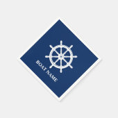 Ihr Boot oder Name Schiff Wheel Helm Navy Blue Serviette (Ecke)
