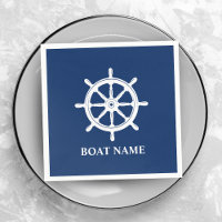 Ihr Boot oder Name Schiff Wheel Helm Navy Blue
