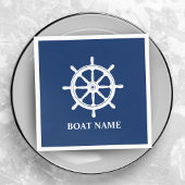 Ihr Boot oder Name Schiff Wheel Helm Navy Blue Serviette