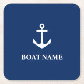 Ihr Bootname Anchor Blau an0a Rechteckiger Pappuntersetzer (Vorderseite)