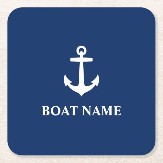 Ihr Bootname Anchor Blau an0a Rechteckiger Pappuntersetzer (Vorderseite)
