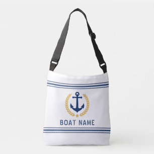 Ihr Bootname Anchor Gold Style Laurel Roope White Tragetaschen Mit Langen Trägern