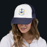 Ihr Bootname Anchor Gold Style Laurel Star Truckerkappe<br><div class="desc">Ein Personalisierter Truckerhut mit Ihrem Bootsnamen,  Familiennamen oder anderen gewünschten Texten. Mit eigens dafür entworfenen nautischen Bootsankern,  goldenen Blätter und Sternemblem. Macht ein großartiges Geschenk für jeden Anlass.</div>