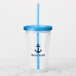 Ihr Bootname Anker Blau Acryltrinkbecher