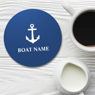 Ihr Bootname Anker Blau Runder Pappuntersetzer