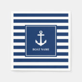Ihr Bootname Anker Blaue Streifen Serviette (Vorderseite)