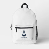 Ihr Bootname Ankerblau Bedruckter Rucksack (Vorderseite)